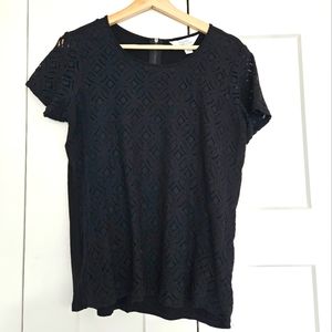 Market and Spruce Black Crochet Detail Top